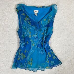 Mermaid Fairy Blue Floral Ruffly Tank